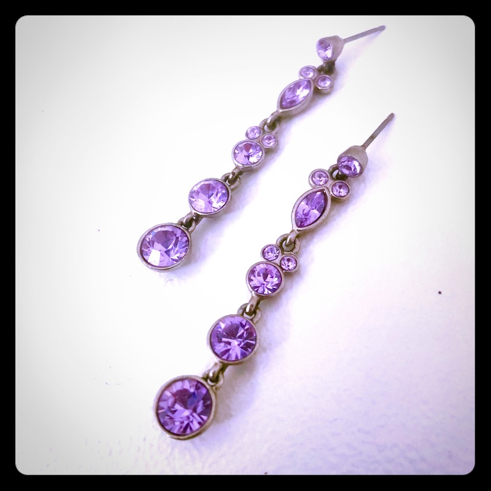 Givenchy Purple Crystal Drop Earrings